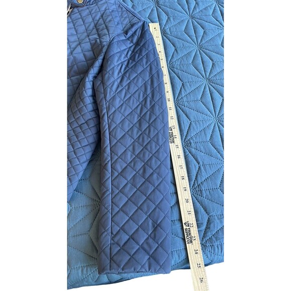 Women's Orvis Navy Blue Quilted Jacket M Mandarin Collar Snap Front - Picture 10 of 11